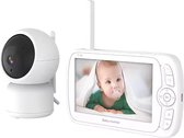 Babyfoon avec caméra - Vidéo et audio - Affichage de la température - 1080p Full HD - Vision nocturne - Fonction talk-back - Musique de sommeil 8X - Best-seller - BLANC