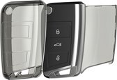 kwmobile autosleutel hoesje geschikt voor VW Golf 7 MK7 3-knops autosleutel - Autosleutel behuizing van TPU - Transparant in zwart / transparant