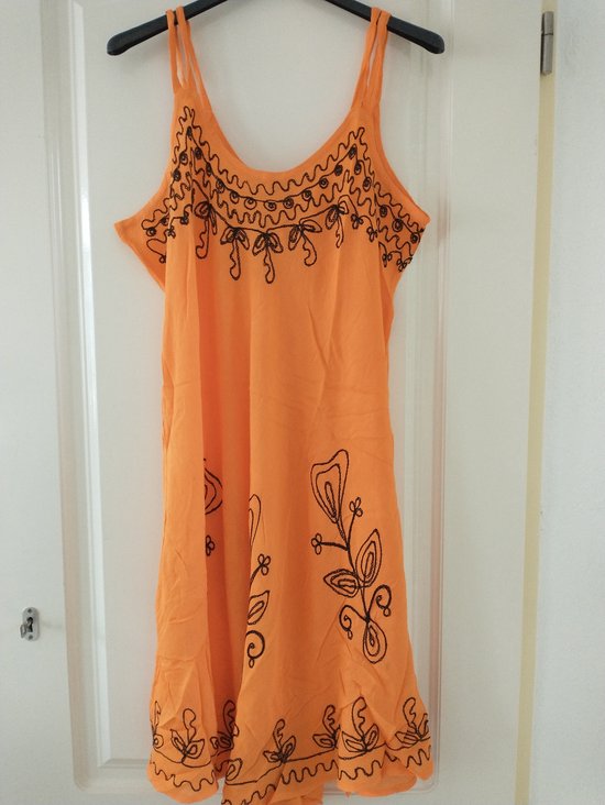 Dames jurk Indra fantasiemotief oranje zwart Maat 36-46 strandjurk one size