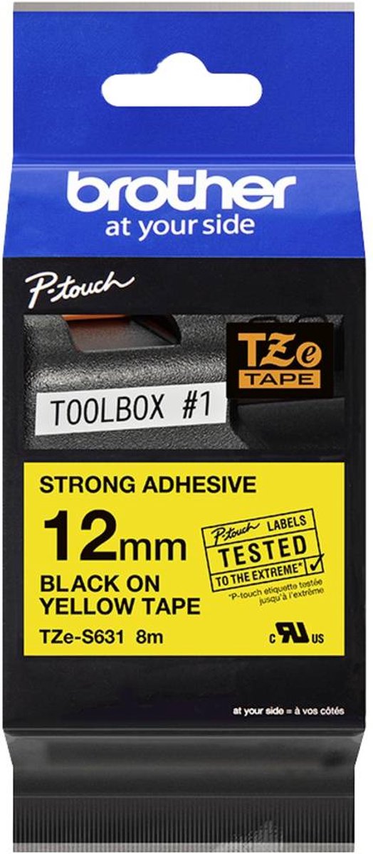 Adhesive Tape Brother TZES631 12 mm x 8 m Black Yellow Laminate - Brother