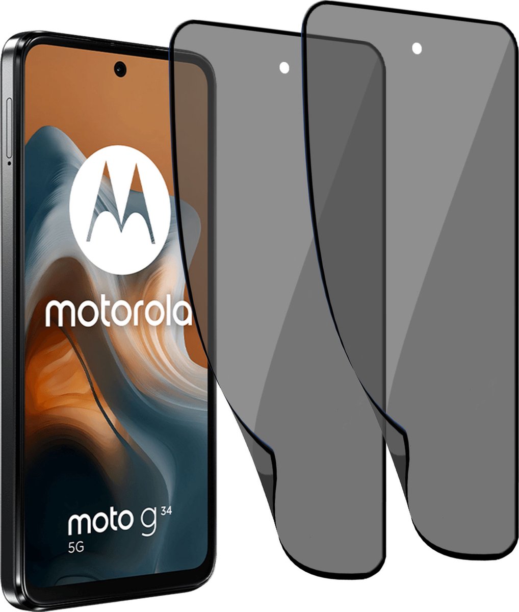 2x Geschikt voor Motorola Moto G34 - Privacy Screenprotector - Beschermglas - Privé GuardCover