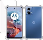 Hoesje + Screenprotector geschikt voor Motorola Moto G34 – Tempered Glass - Extreme Shock Case Transparant