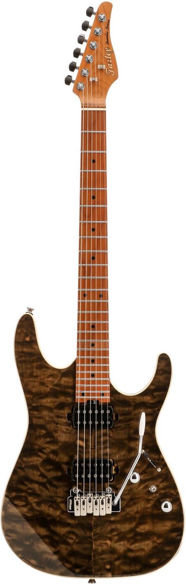 Fazley Sunrise Series Seawave Transparent Black elektrische gitaar met deluxe gigbag