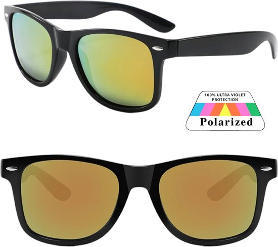 Fako Fashion® - Zonnebril Classic Polarised - Polariserend - Gepolariseerd - Heren Zonnebril - Dames Zonnebril - Zwart - Rood Spiegel van Fako Fashion® — afbeelding 3