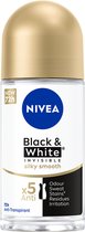 NIVEA Black & White Silky Smooth Deodorant Roller - Voor na het scheren - Geen witte of gele strepen - 48 uur bescherming - 6 x 50 ml - Voordeelverpakking