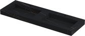 INK Pitch wastafel in keramische slab dubbel met drain en front en side skirts met 2 kraangaten 140x45x9cm, lauren black mat