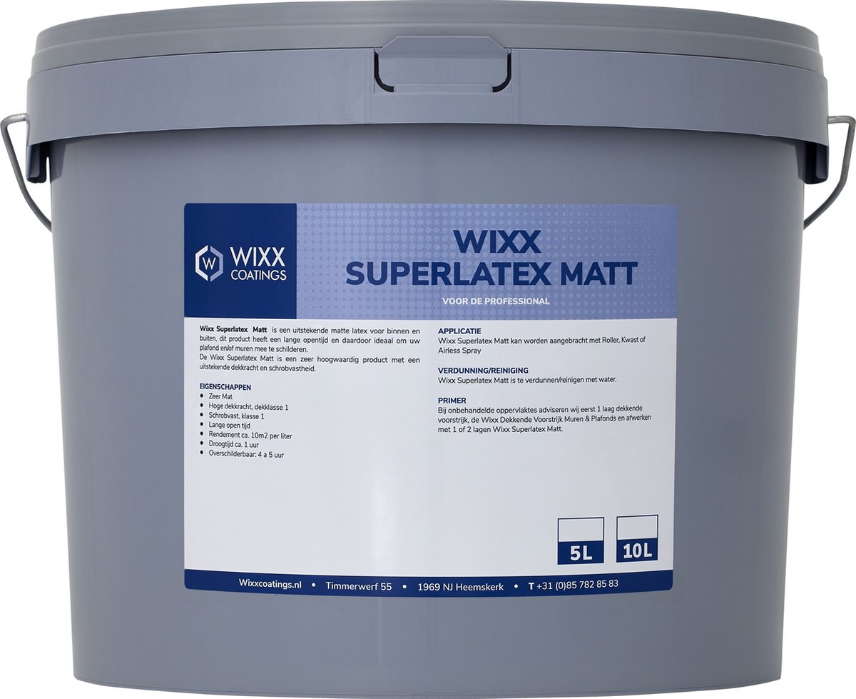 Wixx Superlatex Matt voor Binnen en Buiten - 5L - RAL 9003 Signaalwit