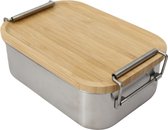 RVS Lunchbox met Bamboe Deksel - Broodtrommel voor volwassenen en kinderen - Geschikt voor brood, rijst, noodles, en meer! - 700ml