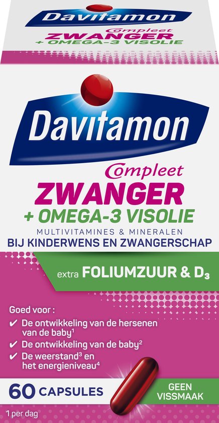 Davitamon Foliumzuur met Vitamine D3 – Voor -en tijdens zwangerschap – Voedingssupplement – 84 stuks