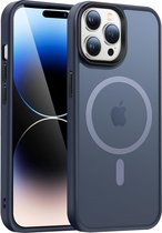 HuwaiH mobiele telefoonhoes voor iPhone 14 Pro Max hoesje, compatibel met MagSafe doorschijnende matte beschermhoes schokbestendig krasbestendig beschermhoesje matte mobiele telefoonhoes iPhone 14 Pro Max blauw