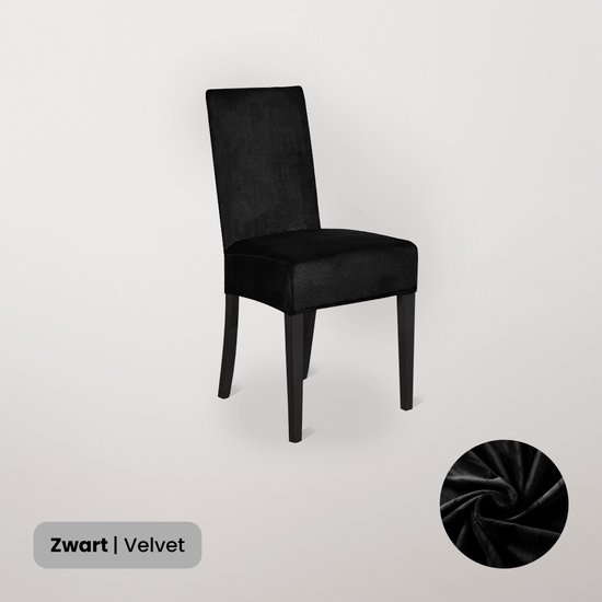 BankhoesDiscounter Velvet Stoelhoes – Zwart – Eetkamer Stoelhoezen – Stoelhoezen Eetkamerstoelen – Stoelhoezen Stretch