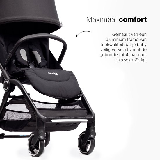 Hamilton by Yoop S2 Lichtgewicht Buggy - MagicFold™ Technologie - Tot 22 kg - Kinderwagen inclusief Reisband en Bekerhouder - Compact, Verstelbaar, Opvouwbaar en Inklapbaar - Plooibuggy Baby - Zwart van Hamilton — afbeelding 2
