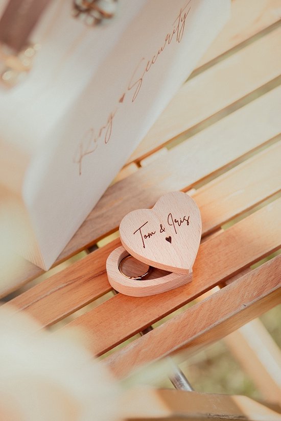 BolleToet houten ringendoosje - hart - trouwen - bruiloft - trouwringen