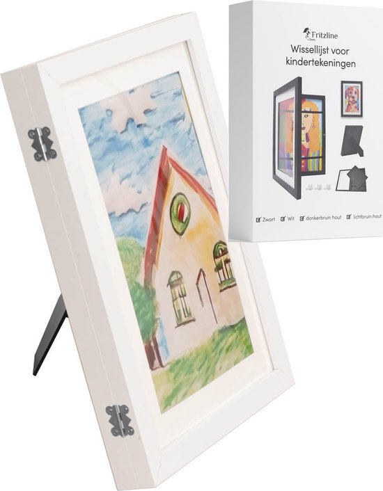 Cadre interchangeable pliable Fritzline® - dessins d'enfants - format A4 - cadre photo - cadre - cadre photo - blanc