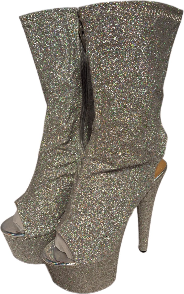 SOISBELLE LAARSJE IN SILVER MET PLATEAUZOOL EN 15 CM HAK SIZE 39