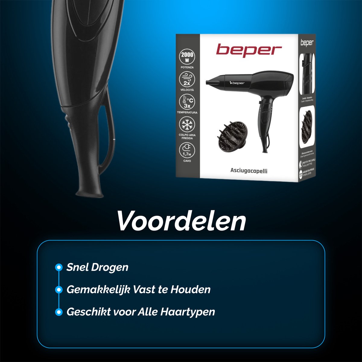 Beper - 2000W Professionele Haardroger thumbnail 6