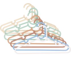 Kledinghangers voor kinderkleding met broekstang - 16x - kunststof - kleur mix - 29 x 15 cm