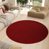 Tapiso Nizza Tapis Rond Rouge Antidérapant Lavable Tapis à Poils Ras Taille - 80x80