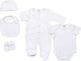 Baby Velours Geschenkset - 5-delige kledingset - Velours - Kraamuitzet - WIT - Unisex - Maat 0-3 mnd - 62