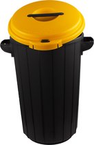Eco Solution, Prullenbak avec couvercle pour tri des déchets - 35L - Zwart/ Jaune - Recyclage - Poubelle - Poubelle - Seau à déchets - Poubelle de tri sélectif - Seau à ordures - Seau de tri des déchets - Bureau - Cuisine - École