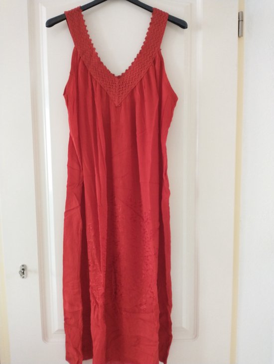 Robe longue femme Jessie uni rouge XL/ XXL crochet col v robe de plage sans manches