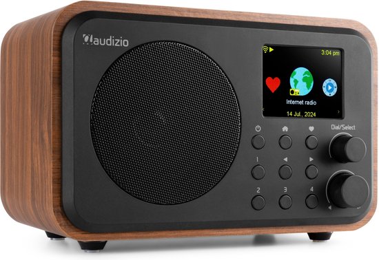 DAB radio - Audizio Vicenza - DAB / DAB+ en Internet radio met Bluetooth - WIFI - Accu - Zwart / Hout
