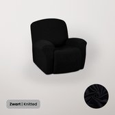 BankhoesDiscounter Knitted Recliner Fauteuil Hoes – Relaxzetel – M1 (60-95cm) – Zwart – Relax Sofa Hoes – Bank Beschermer – Zetel hoes