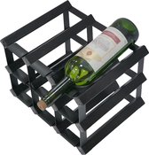 Vinata Olona wijnrek - zwart - 9 flessen - wijnrekken - flessenrek - wijnrek hout metaal - wijnrek staand - wijn rek - wijnrek stapelbaar - wijnfleshouder - flessen rek