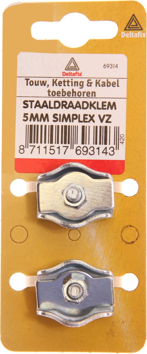 Deltafix staaldraadklem simplex verzinkt 5 mm 2 st.