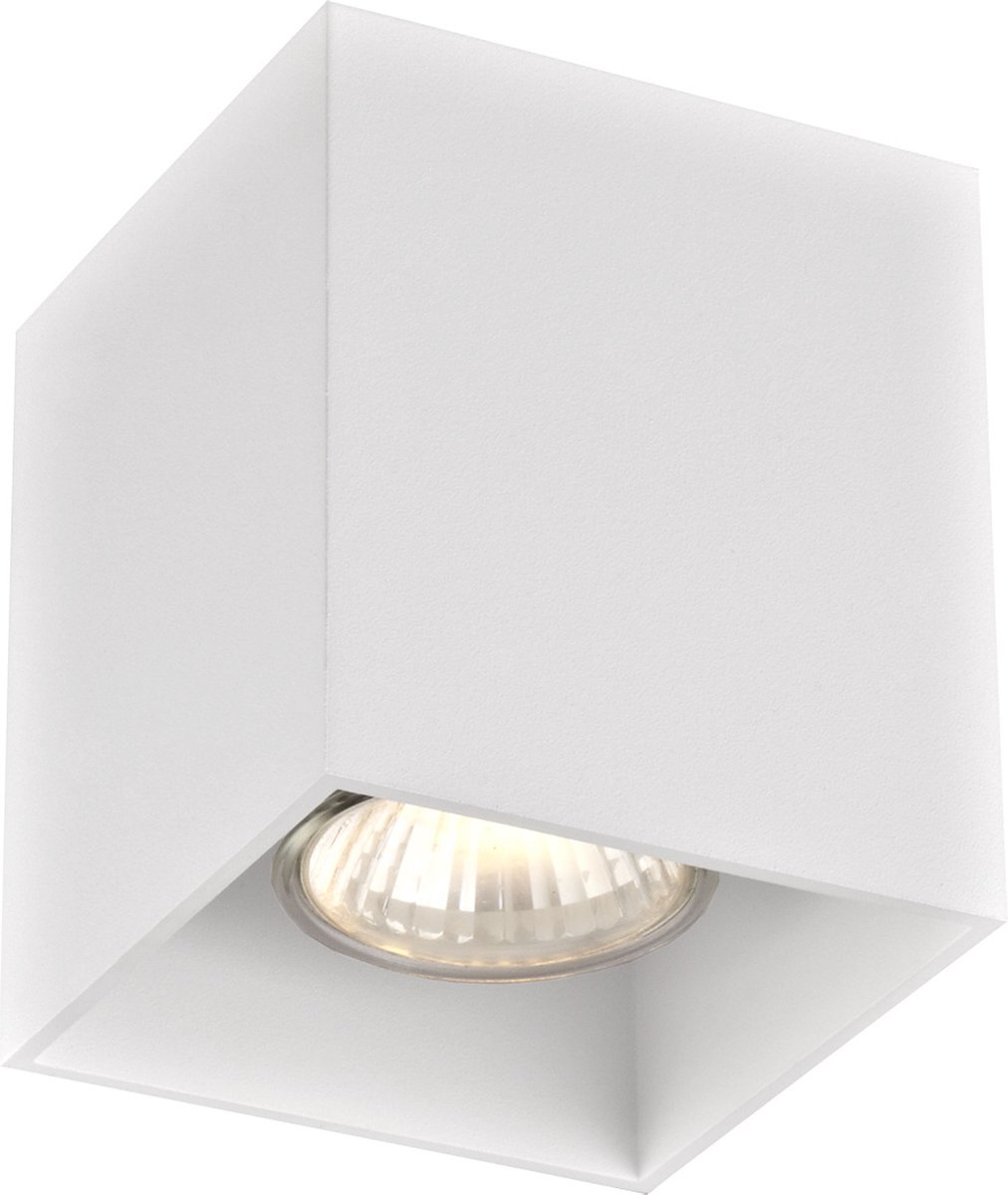 Barbara plafondlicht wit vierkant met GU10-fitting (excl. lamp, max 50W), 82,5 x 82,5 x 95 mm, IP20