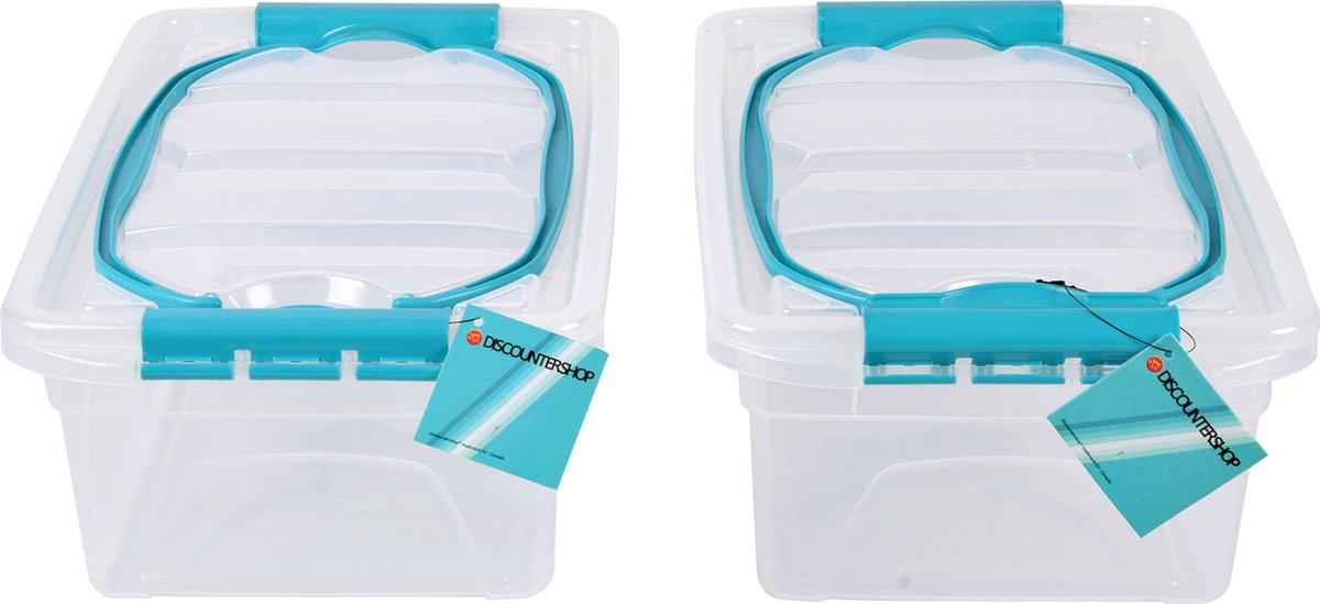 Ruime Opbergbox met Deksel - 30cm x 20.5cm x 12.5cm - 5 Liter - Twee stuks - Opbergdoos