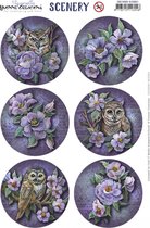 Push Out Scenery - Yvonne Creations - Aquarella - Owls and Flowers Round