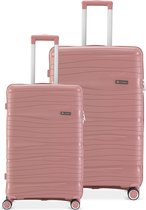 SKYCASES - Trolleyset 2 - Handbagage 40L + Grote Reiskoffer 98L - Roze