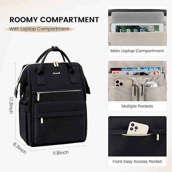 YALIZHNA Rugzak voor dames, 15,6 inch, leren laptoprugzak, moderne schooltas, handbagage, reisrugzak, geel, L