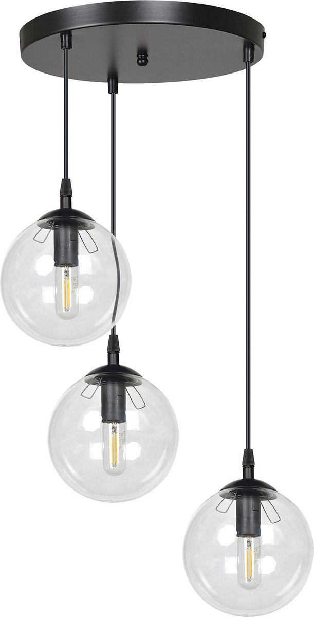 Emibig Kerteminde triple ronde transparante bollen 14 cm hanglamp E14 - Perfect voor sfeervolle verlichting in elke ruimte