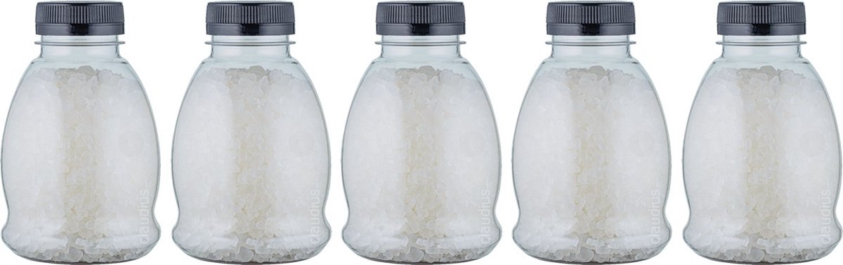 Goedkoopste Claudius Badzout - 375 gram - Fles met zwarte deksel - No scent, No colour (Geurloos) - set van 5 stuks