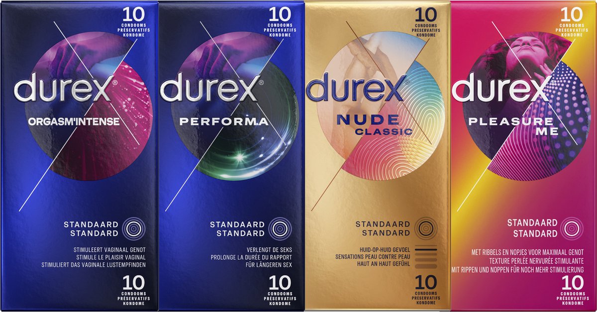 Bol.com Durex - 40 Condooms - Orgasm Intense - Performa - Nude - Pleasure me - Voordeelverpakking aanbieding