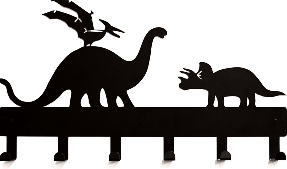 Kapstok dinosaurussen kinderkamer jungle safari dieren - wandkapstok 6 haken babykamer