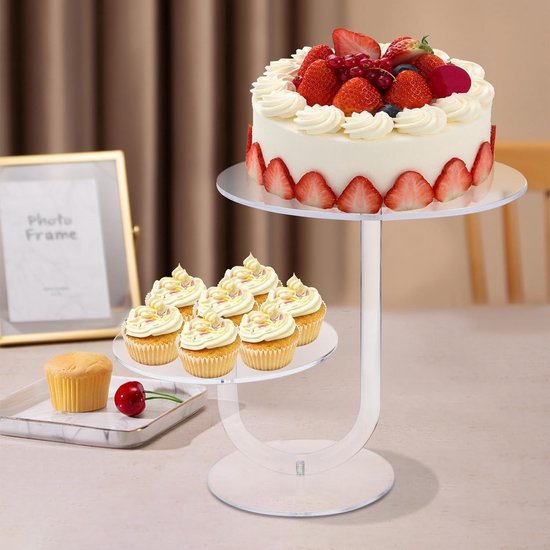 4 Tier Cupcake Stand Acrylic Tower Display with LED Light Premium Holder Dessert Tree Tower for Birthday Cady Bar Décor Weddings, Parties Events (Yellow Light