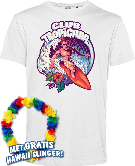 T-shirt Surfing Man | Toppers in Concert 2024 | Club Tropicana | Hawaii Shirt | Ibiza Kleding | Wit | maat L