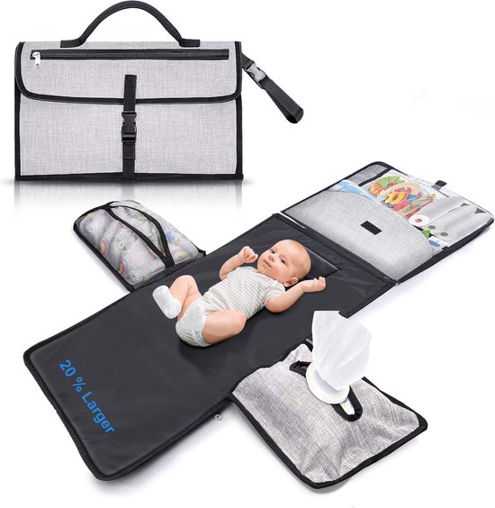 Foto: Draagbare en waterdichte babyluieronderlegger xl verschoningsmatje luieronderlegger afneembare tas bestaande uit 6 zakken doekdispenser comfortabel hoofdkussen perfect kraamcadeau