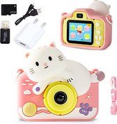 MOENS - Digitale Kindercamera – Speelse Ontwerpen - Speelgoedcamera - Roze kat - Hello Kitty - Fototoestel voor Kinderen - 32GB SD-kaart en Accessoires – 48MP