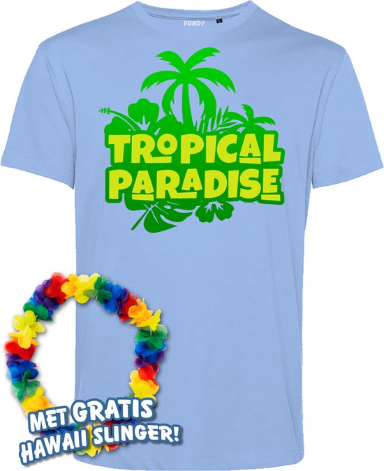 T-shirt Tropical Paradise | Toppers in Concert 2024 | Club Tropicana | Hawaii Shirt | Ibiza Kleding | Lichtblauw | maat XL