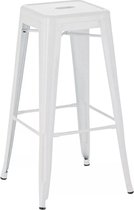 In And OutdoorMatch Barkruk Lera - Zonder rugleuning - Set van 1 - Ergonomisch - Barstoelen voor keuken of kantine - Wit - Metaal - Zithoogte 77cm
