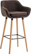 In And OutdoorMatch Luxe Barkruk Carmela - Bruin - 4-poots Onderstel - Ergonomische Barstoelen - Set van 1 - Met Rugleuning - Armleuning - Voetensteun - Voor Keuken en Bar - Gestoffeerde Zitting