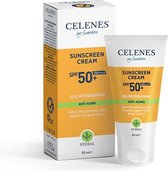 Celenes by Sweden Herbal Sunscreen Cream SPF50+ - 50ml - Anti-Aging met Avocado-olie en Vitamine E - Anti-Veroudering - Waterbestendig, Minerale & Organische Filters, Zonder Witte Resten - Parabeen- & Parfumvrij, Vegan