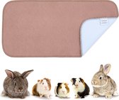 VANESTE Bodembedekking Knaagdieren en Konijnen - Cavia Fleece Liner met Antislip dots - Strooiselmat - Stofvrij - Wasbaar - 37x75 cm (2x1 C&C kooi) - Bruin - 1 Stuk