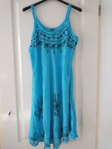 Dames jurk Indra fantasiemotief turquoise blauw zwart Maat 36-46 strandjurk one size