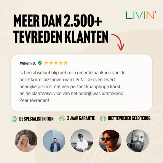 LIVIN' Pizzaoven Pellet - Pizzaovens voor buiten - 12" Pizzaoven - Pizza oven buiten - Pellet Pizza oven - Pizzaoven voor buiten - Pizza Oven Houtgestookte - Pizza Oven Tuin - Inclusief Thermometer - Draagbaar - 55*36*27 CM - RVS - Zwart