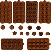 6 stuks chocoladevormen van siliconen, BPA-vrij, verschillende bakvormen voor chocolade, snoep, gelei, bonbons, ijsblokjes en zeep